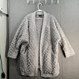 BumbleBella by Jill Martin Diamond Pattern Sherpa Cardigan Chateau Grey M/L